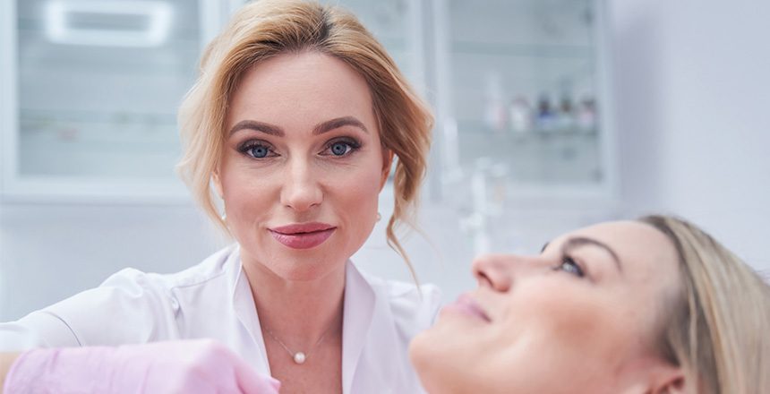 Experienced dermatologist injecting Stylage® dermal filler.